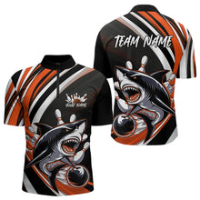 Load image into Gallery viewer, Custom Black And Orange Shark Bowling Quarter-Zip Shirts For Men,  Shark Bowling Team Jerseys IPHW8723