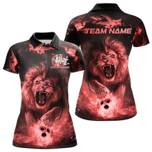 Load image into Gallery viewer, Custom Red Flame Lion Bowling Polo Shirts For Women, Bowling League Shirt Team Uniform IPHW8981