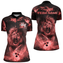 Load image into Gallery viewer, Custom Red Flame Lion Bowling Quarter-Zip Shirts For Women, Bowling Team Uniform IPHW8981
