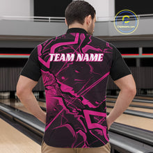 Load image into Gallery viewer, Custom Black And Pink Lightning Crack Modern Bowling Team Quarter-Zip Shirt For Men And Women IPHW11099