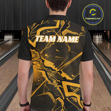 Load image into Gallery viewer, Custom Black And Yellow Lightning Crack Modern Bowling Team Polo Shirt For Men And Women IPHW11100