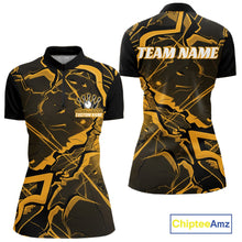 Load image into Gallery viewer, Custom Black And Yellow Lightning Crack Modern Bowling Team Quarter-Zip Shirt For Women IPHW11100