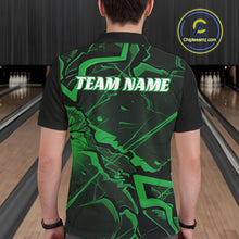 Load image into Gallery viewer, Custom Black And Green Lightning Crack Modern Bowling Team Polo Shirt For Men And Women IPHW11101