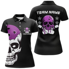 Load image into Gallery viewer, Purple Skull Bowling Ball Custom Women Bowling Team Jerseys, Bowling Tournament Shirts IPHW6721