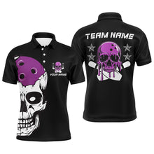 Load image into Gallery viewer, Purple Skull Bowling Ball Custom Men And Women Bowling Team Jerseys, Bowling Tournament Shirts IPHW6721