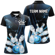 Load image into Gallery viewer, Blue Thunder Lightning Custom Ladies Bowling Shirts, Bowling Uniform Bowling League Shirt IPHW7294