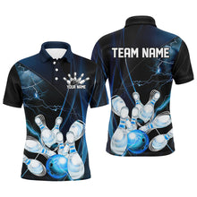 Load image into Gallery viewer, Blue Thunder Lightning Custom Bowling Shirts For Men, Bowling Uniform Bowling League Shirt IPHW7294