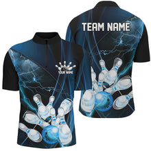 Load image into Gallery viewer, Blue Thunder Lightning Custom Bowling Shirts For Men, Bowling Uniform Bowling League Shirt IPHW7294