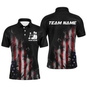 Smoke American Flag Custom Patriotic Bowling Shirts For Men, US Bowling Team Shirt Bowlers IPHW7585