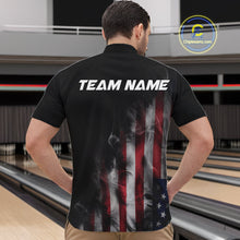 Load image into Gallery viewer, Smoke American Flag Custom Patriotic Bowling Shirts For Men, US Bowling Team Shirt Bowlers IPHW7585