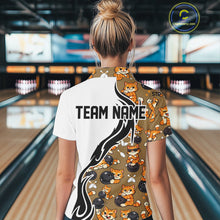Load image into Gallery viewer, Custom Cute Funny Ginger Tabby Cat Bowling Women Polo Shirts, Cat Bowling Team Shirt IPHW10317