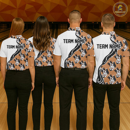 Custom Funny Border Collie Dog Men Bowling Team Shirt, Dog Lovers Bowling Uniform IPHW10322