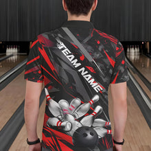 Load image into Gallery viewer, Custom Black And Red Bowling Polo Shirts For Men, Bowling Tournament Team Uniform IPHW8527