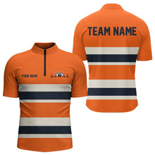 Load image into Gallery viewer, Custom Classic Retro Orange Bowling Quarter-Zip Shirts For Men, Bowling Team Shirt With Name IPHW8531