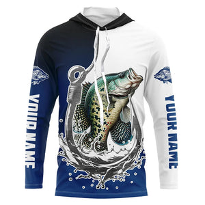 Custom Crappie Long Sleeve Fishing Shirts, Fish Hook Shirt Design Crappie Fishing Jerseys IPHW6222