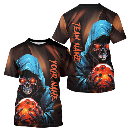 Bowling Grim Reaper Custom Men Bowling T-Shirts Skull, Halloween Bowling Team Jerseys IPHW5339
