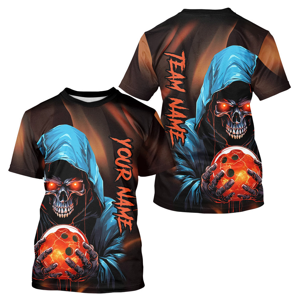 Bowling Grim Reaper Custom Men Bowling T-Shirts Skull, Halloween Bowling Team Jerseys IPHW5339