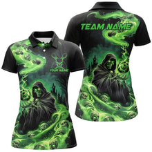 Load image into Gallery viewer, Black And Green Grim Reaper Custom Halloween Bowling Team Shirts For Men, Bowling Gifts IPHW7612