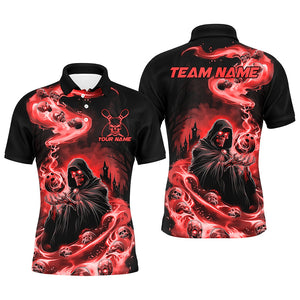 Black And Red Grim Reaper Custom Halloween Bowling Team Shirts For Men, Bowling Gifts IPHW7614