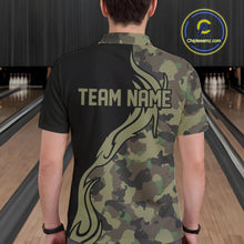 Load image into Gallery viewer, Military Green Camo Custom Army Bowling Team Shirts Personalized Bowling League Shirts For Men IPHW5515