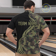 Load image into Gallery viewer, Military Green Camo Custom Army Bowling Team Shirts Personalized Bowling League Shirts For Men IPHW5515