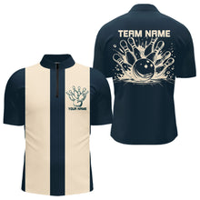 Load image into Gallery viewer, Custom Green Striking Bowling Quarter-Zip Shirts For Men, Classic Vintage Bowling Shirts IPHW8282