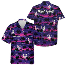 Load image into Gallery viewer, Custom Pink And Purple Tropical Palm Tree Hawaiian Bowling Shirts For Men And Women IPHW10832
