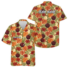 Load image into Gallery viewer, Custom Tropical Leaves And Hibiscus Flower Hawaiian Bowling Team Shirt For Men And Women IPHW10838
