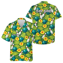 Load image into Gallery viewer, Custom Tropical Leaves And Hibiscus Flower Hawaiian Bowling Shirts For Men And Women IPHW10841