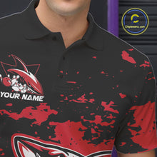 Load image into Gallery viewer, Custom Black And Red Camo Shark Bowling Team Men Polo Shirts, Bowling Tournament Shirt IPHW8995