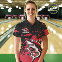 Load image into Gallery viewer, Custom Black And Red Camo Shark Bowling Team Women Polo Shirts, Bowling Tournament Shirt IPHW8995