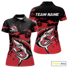 Load image into Gallery viewer, Custom Black And Red Camo Shark Bowling Team Women Polo Shirts, Bowling Tournament Shirt IPHW8995