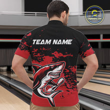Load image into Gallery viewer, Custom Black And Red Camo Shark Bowling Team Men Quarter-Zip Shirts, Bowling Tournament Shirt IPHW8995