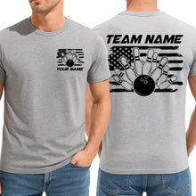 Load image into Gallery viewer, Custom American Flag US Bowling T-Shirts For Men, Patriotic Bowling Shirt IPHW9053