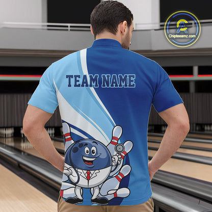 Custom Blue Doctor Bowling Quarter-Zip Shirts For Men, Funny Doctor Bowling Jerseys IPHW9239