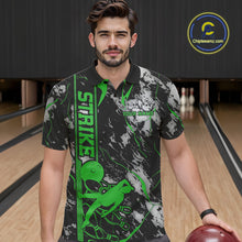 Load image into Gallery viewer, Custom Green And Gray Camo Strike Bowling Polo Team Shirts For Men, Strike Bowling Jersey IPHW9243