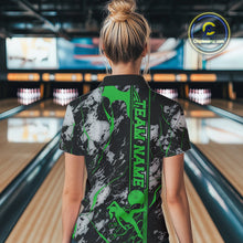 Load image into Gallery viewer, Custom Green And Gray Camo Strike Women Bowling Polo Team Shirts, Strike Bowling Jersey IPHW9243