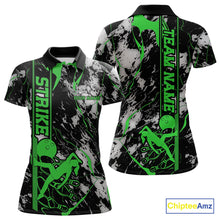 Load image into Gallery viewer, Custom Green And Gray Camo Strike Women Bowling Polo Team Shirts, Strike Bowling Jersey IPHW9243