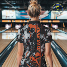 Load image into Gallery viewer, Custom Orange And Gray Camo Strike Bowling Women Quarter-Zip Team Shirts, Bowling Jersey IPHW9244