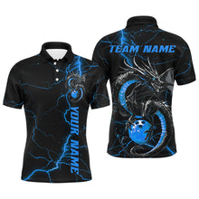 Load image into Gallery viewer, Black And Blue Custom Dragon Bowling Shirts For Men, Dragon Bowling League Shirts Outfits IPHW7311