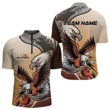 Load image into Gallery viewer, Custom Eagle Bowling Jerseys With Names, Orange Eagle Bowling League Men Quarter-Zip Shirts IPHW8762