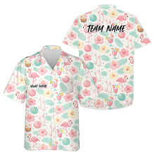 Load image into Gallery viewer, Custom Pastel Tone Tropical Plants And Flamingo Summer Vibe Bowling Hawaiian Shirts IPHW10862