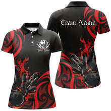 Load image into Gallery viewer, Custom Black And Red Flame Bowling Shirts For Women, Bowling League Shirts Team Jerseys IPHW7322