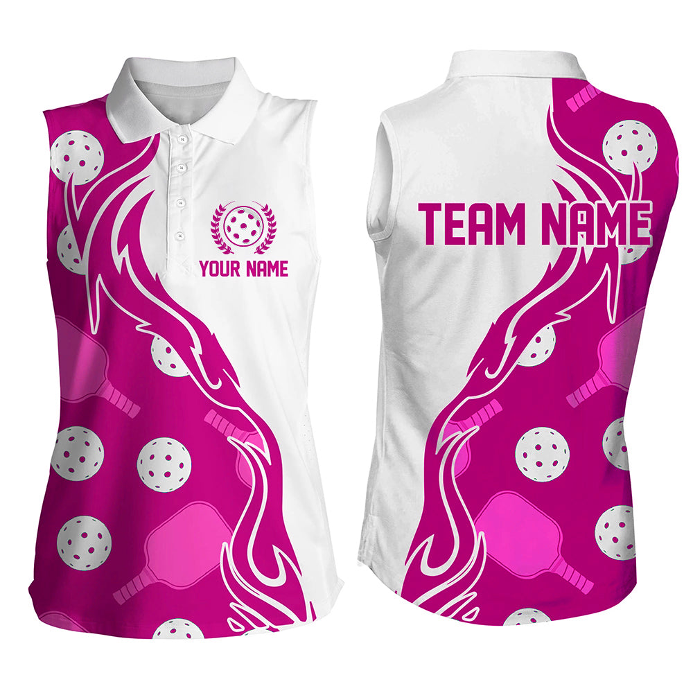 Pickleball Ball And Paddles Custom Pickleball Shirts for ladies, Casual Pickleball Polo Tops | Pink IPHW5534