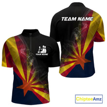 Load image into Gallery viewer, Custom Smoke Arizona Flag Bowling Men Team Shirts, Patriotic Arizona Bowling Jerseys IPHW10627