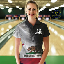 Load image into Gallery viewer, Custom Smoke California Flag Bowling Women Team Shirts, Patriotic California Bowling Jerseys IPHW10629
