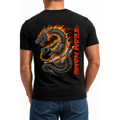 Custom Fire Flame Dragon Bowling T-Shirts For Men, Fierce Team Uniform IPHW9063
