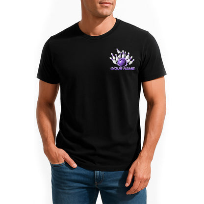 Custom Flame Dragon Bowling T-Shirts For Men, Purple Fire Bowling Ball Style IPHW9065