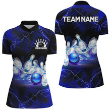 Load image into Gallery viewer, Blue Thunder Lightning Custom Ladies Bowling Shirts, Bowling League Shirts Bowling Jersey IPHW7332