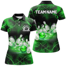 Load image into Gallery viewer, Green Thunder Lightning Custom Ladies Bowling Shirts, Bowling League Shirts Bowling Jersey IPHW7333